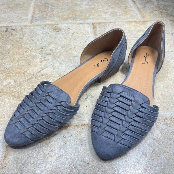 Quipd Buckle Gray Bohemian Western Southwestern Light Academia Wooden Flats 9 - Picture 2 of 13